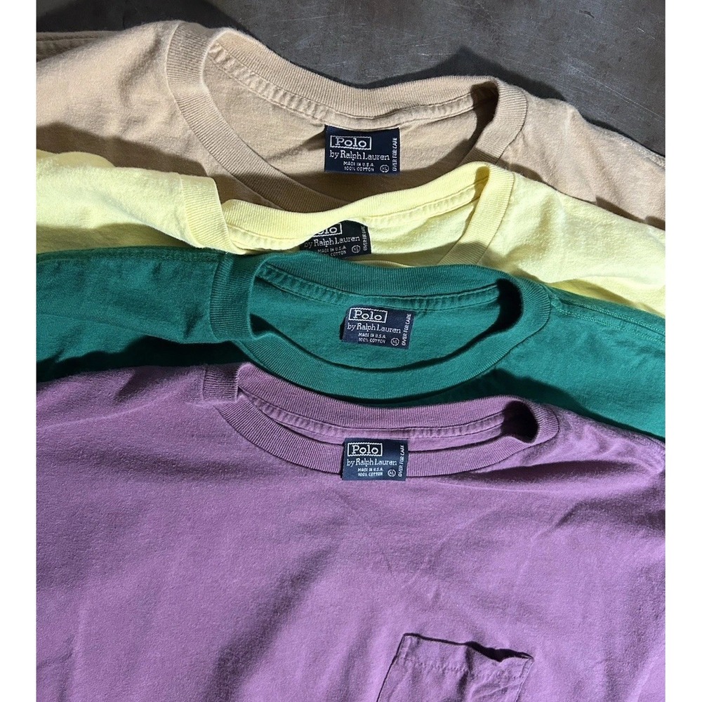 Vintage Polo Ralph Lauren "Selvedge" Pocket T Shirt Lot (4) 90s Mens Sz XL USA